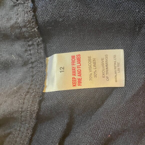 Navy Blue Loose Linen/Viscose Pants - Picture 5 of 5